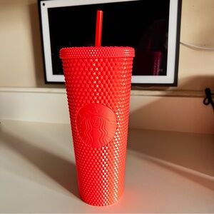 Starbucks Neon Coral Textured Tumbler